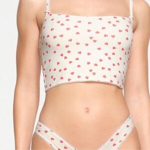 SKIMS Cream and Red Heart Camisole